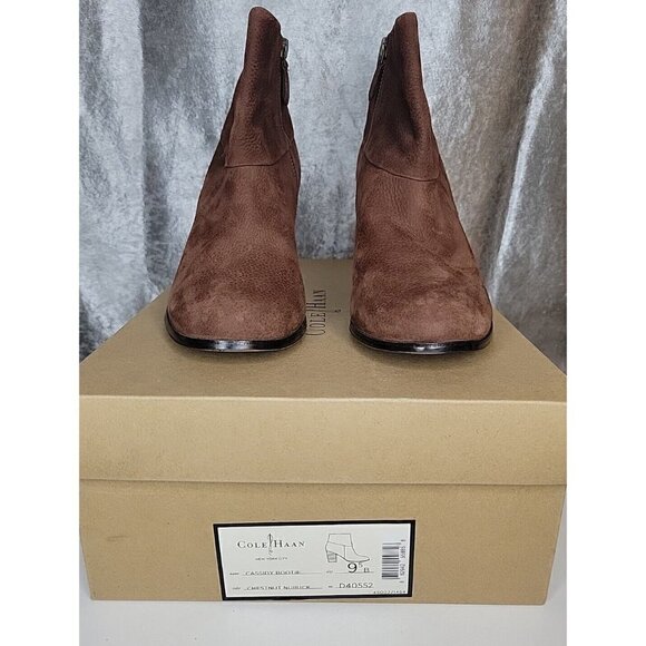 Cole Haan Cassidy Ankle Chestnut Brown Nubuck leather heels Booties boots 9.5B - Picture 14 of 14